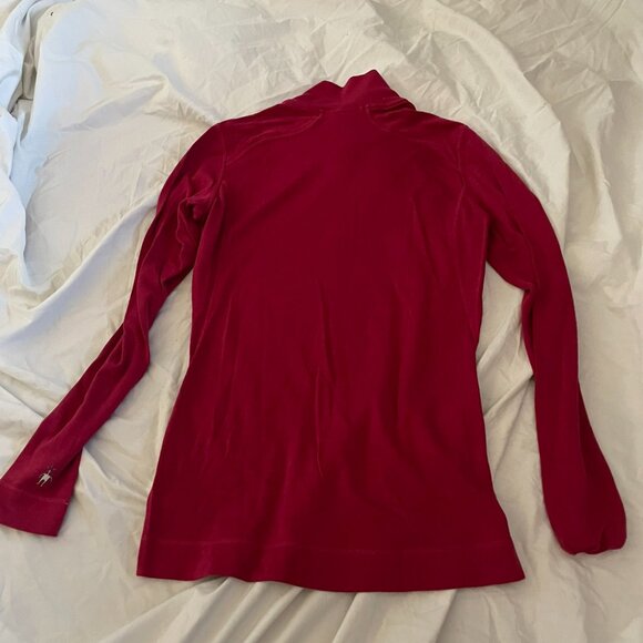 SMARTWOOL Merino Wool Base Layer 1/4 Zip Top Womens Red Long Sleeve, Size L - Picture 3 of 8